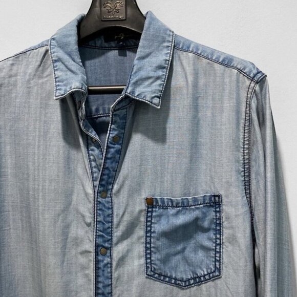 For All Mankind denim long-sleeve shirt size Medium - Picture 5 of 13